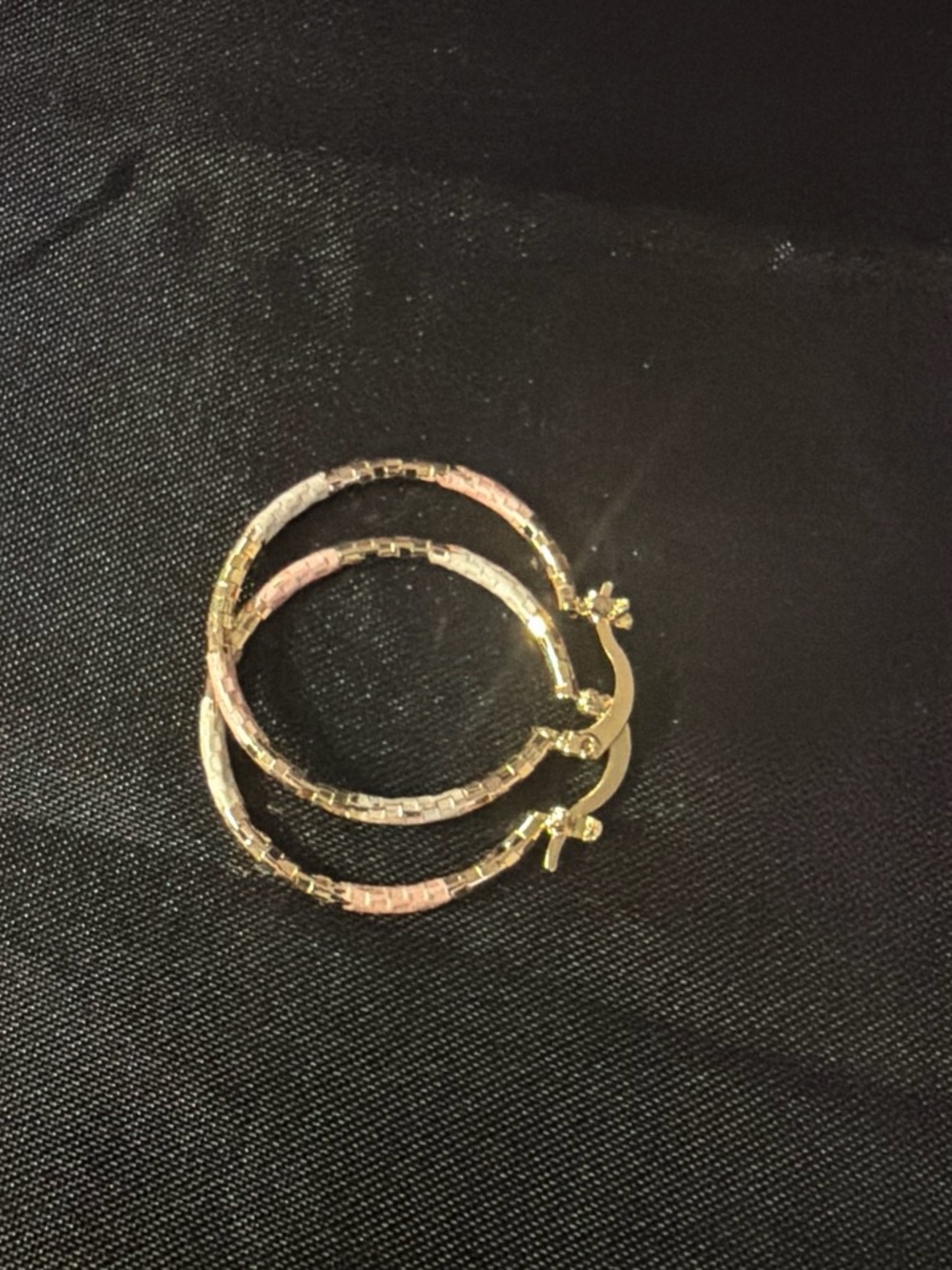 Tri-Tone Textured Hoop Earrings - Women's Jewelry